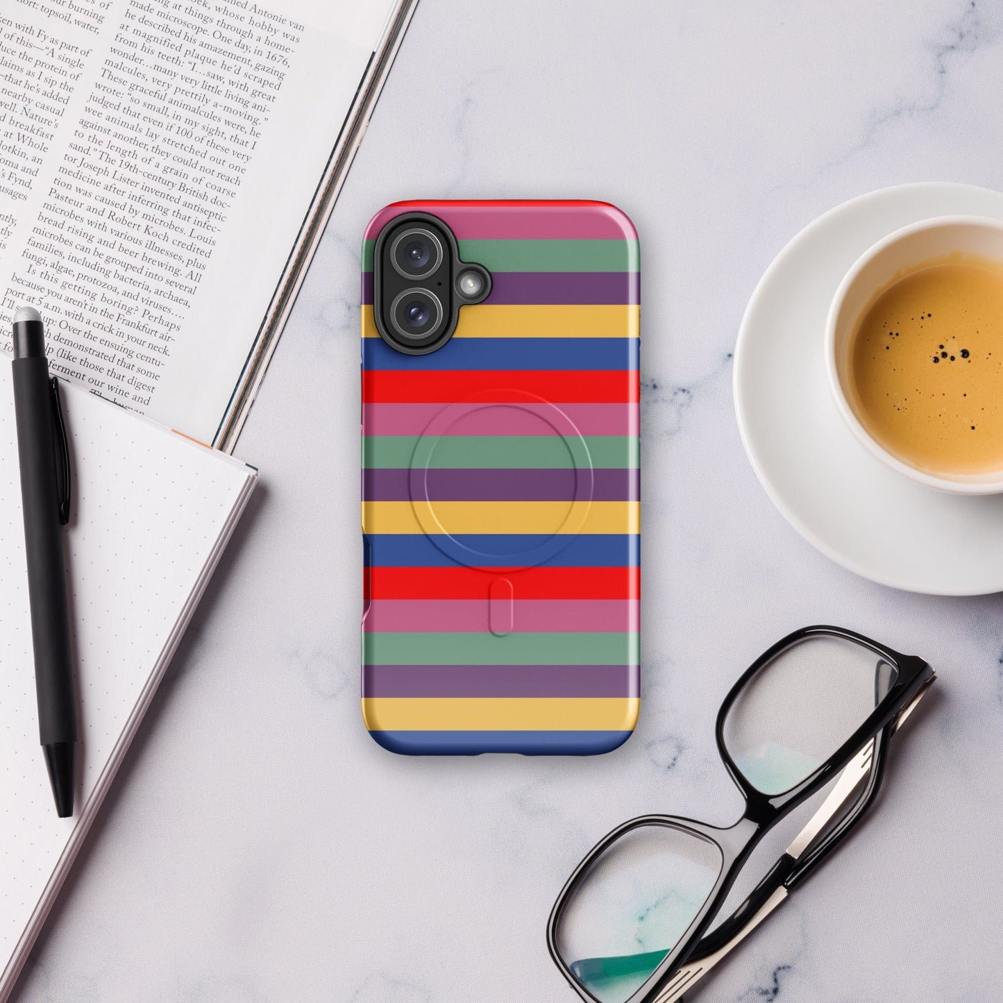 Retro 80's Stripes MagSafe® tough case for iPhone® iPhone 16 Plus