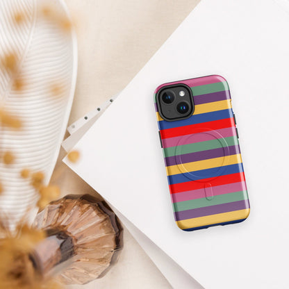 Retro 80's Stripes MagSafe® tough case for iPhone®