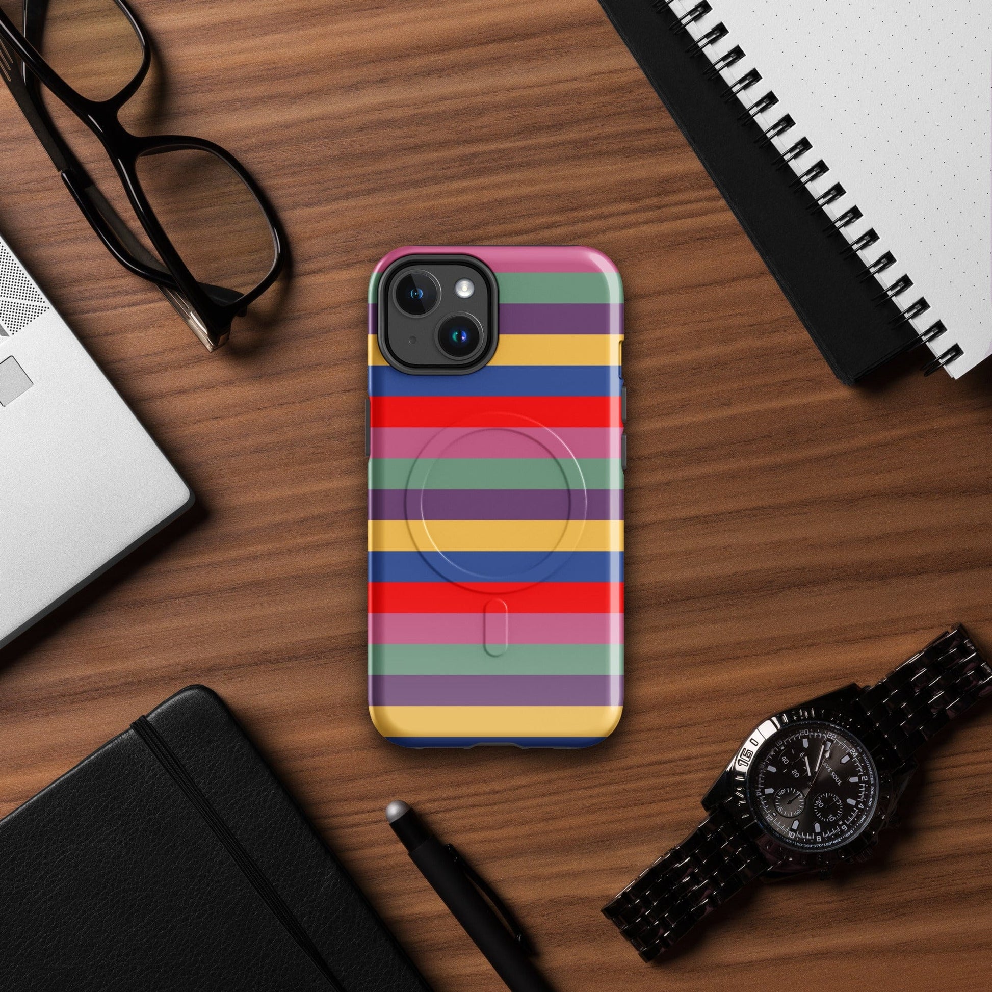 Retro 80's Stripes MagSafe® tough case for iPhone®