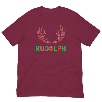 Rudolf the Reindeer T-shirt Maroon / XS