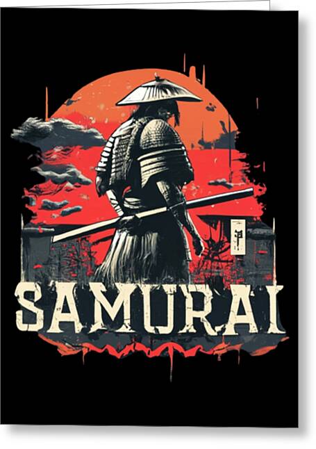 Samurai Warrior Vintage Sunset - Greeting Card