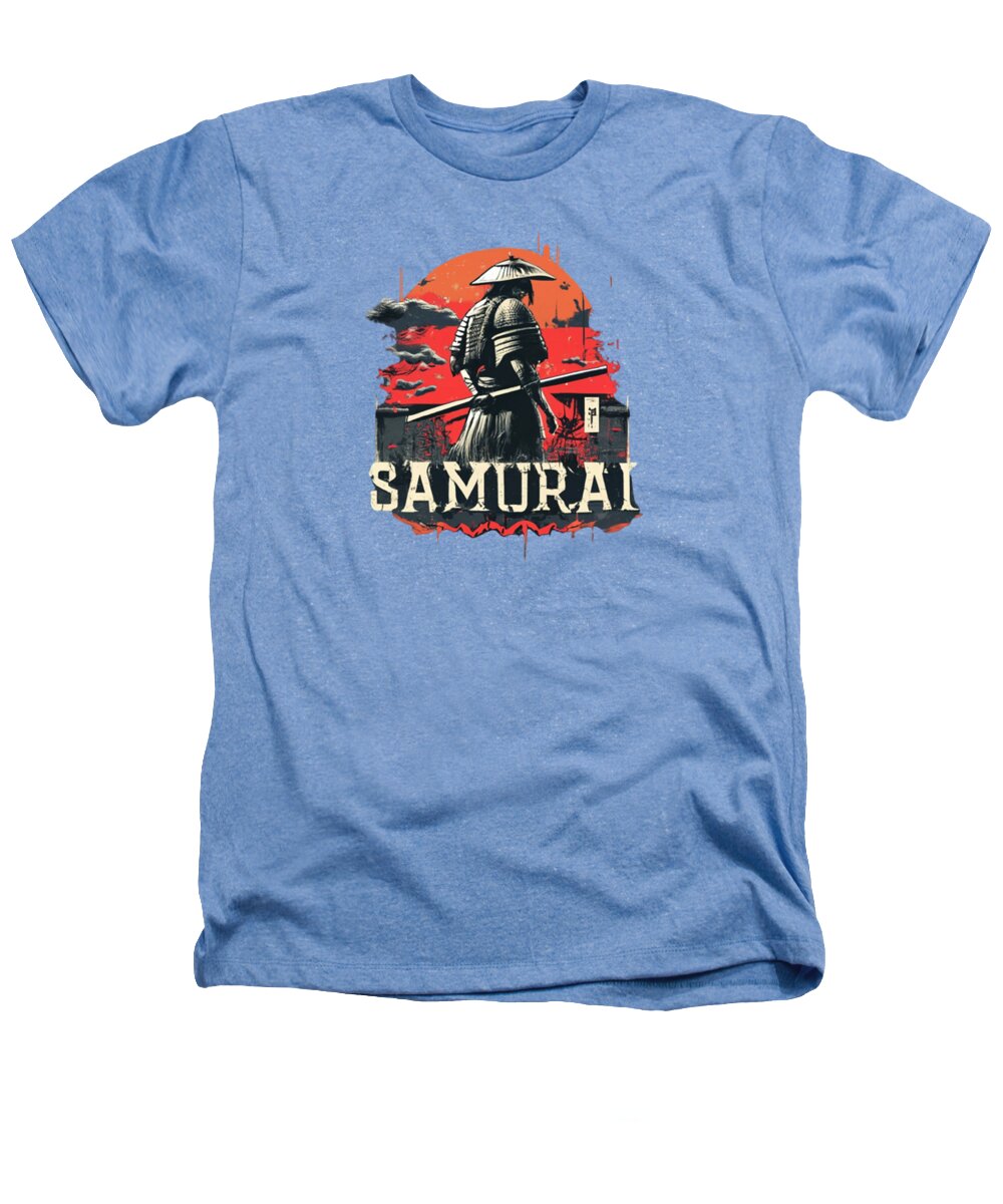 Samurai Warrior Vintage Sunset - Heathers T-Shirt