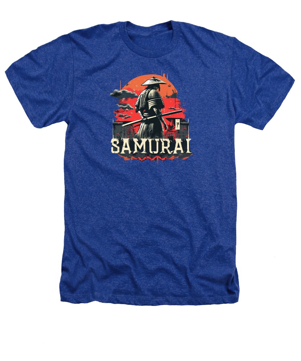 Samurai Warrior Vintage Sunset - Heathers T-Shirt