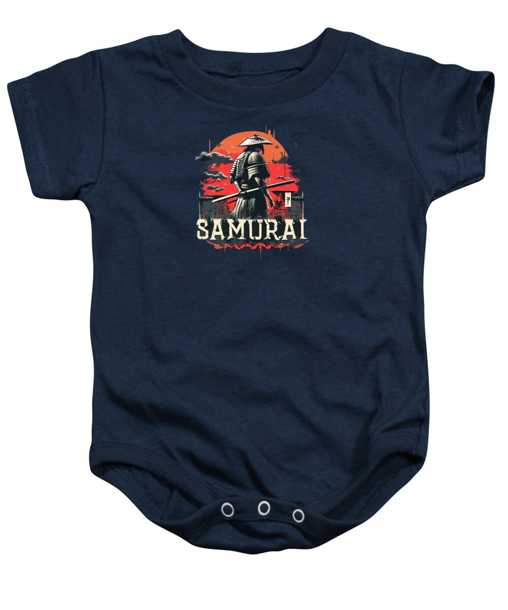 Samurai Warrior Vintage Sunset - Baby Onesie