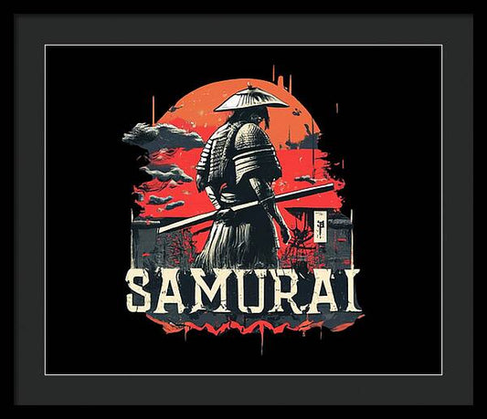 Samurai Warrior Vintage Sunset - Framed Print