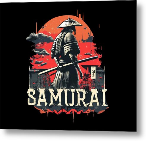 Samurai Warrior Vintage Sunset - Metal Print