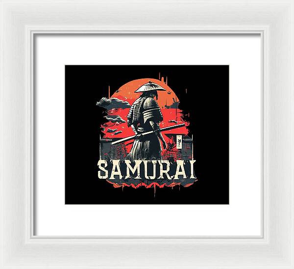 Samurai Warrior Vintage Sunset - Framed Print
