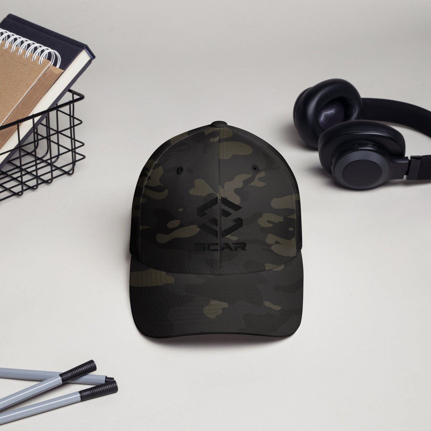 Scar Design Logo Army Camo Embroidered Cap