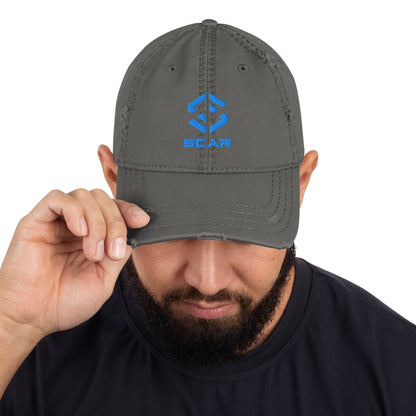 Scar Design Logo Distressed Dad Embroidered Hat Charcoal Grey