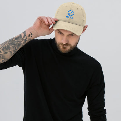 Scar Design Logo Distressed Dad Embroidered Hat