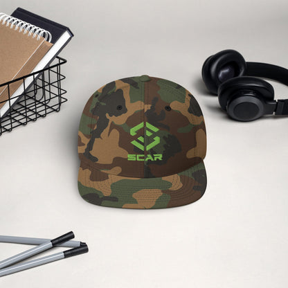 Scar Design Logo Snapback Embroidered Hat Green Camo