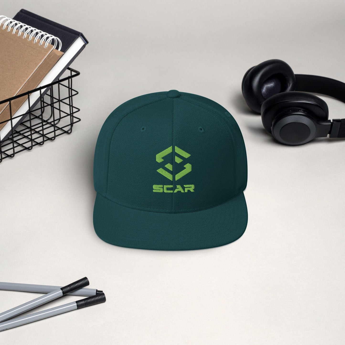 Scar Design Logo Snapback Embroidered Hat Spruce