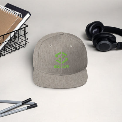 Scar Design Logo Snapback Embroidered Hat Heather Grey