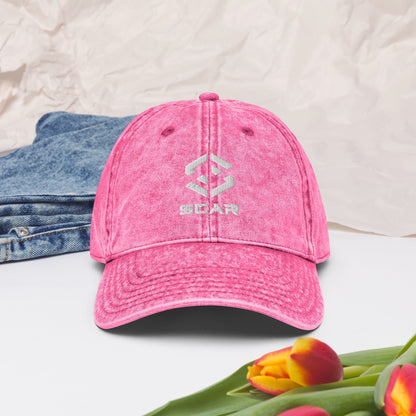 Scar Design Logo Vintage Cotton Twill Embroidered Cap Pink