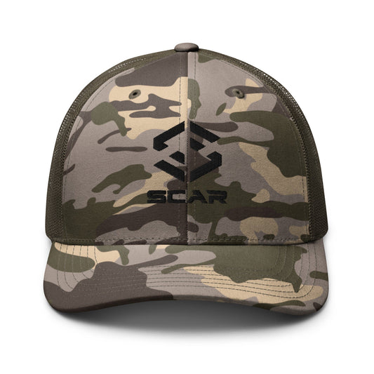 Scar Logo Camouflage Trucker Embroidered Hat Camo/Olive