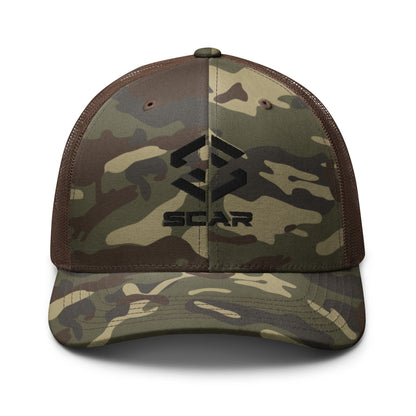 Scar Logo Camouflage Trucker Embroidered Hat Camo/Brown