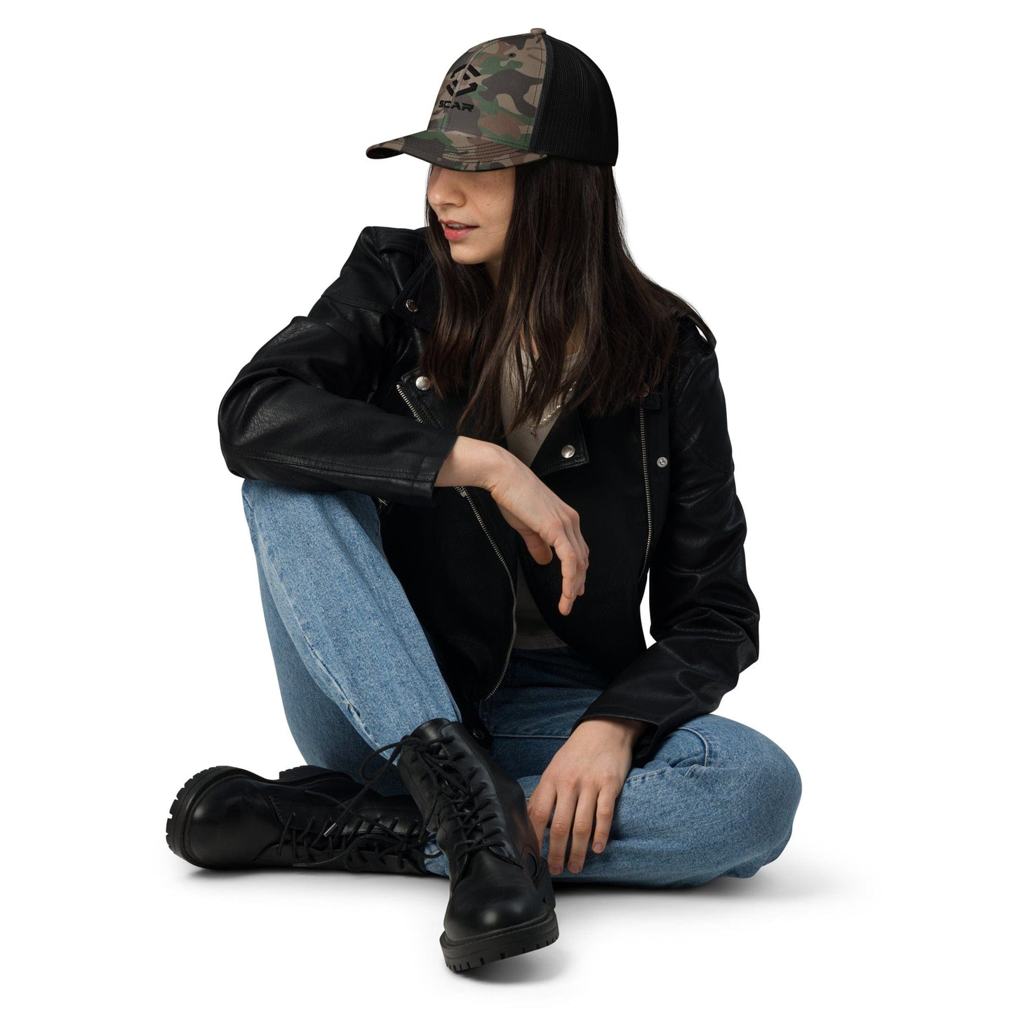 Scar Logo Camouflage Trucker Embroidered Hat