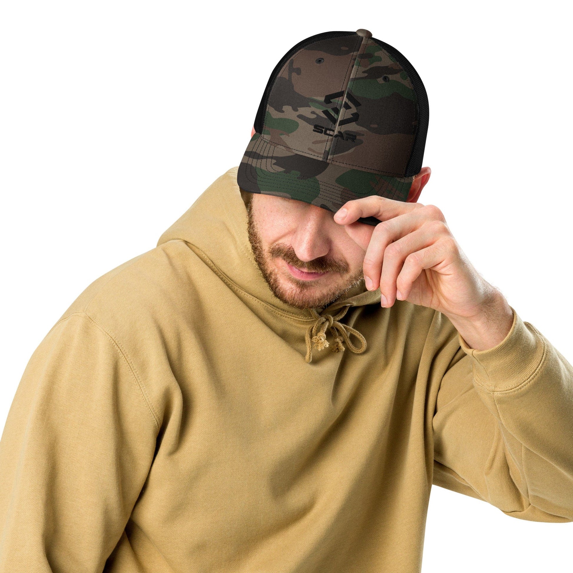 Scar Logo Camouflage Trucker Embroidered Hat