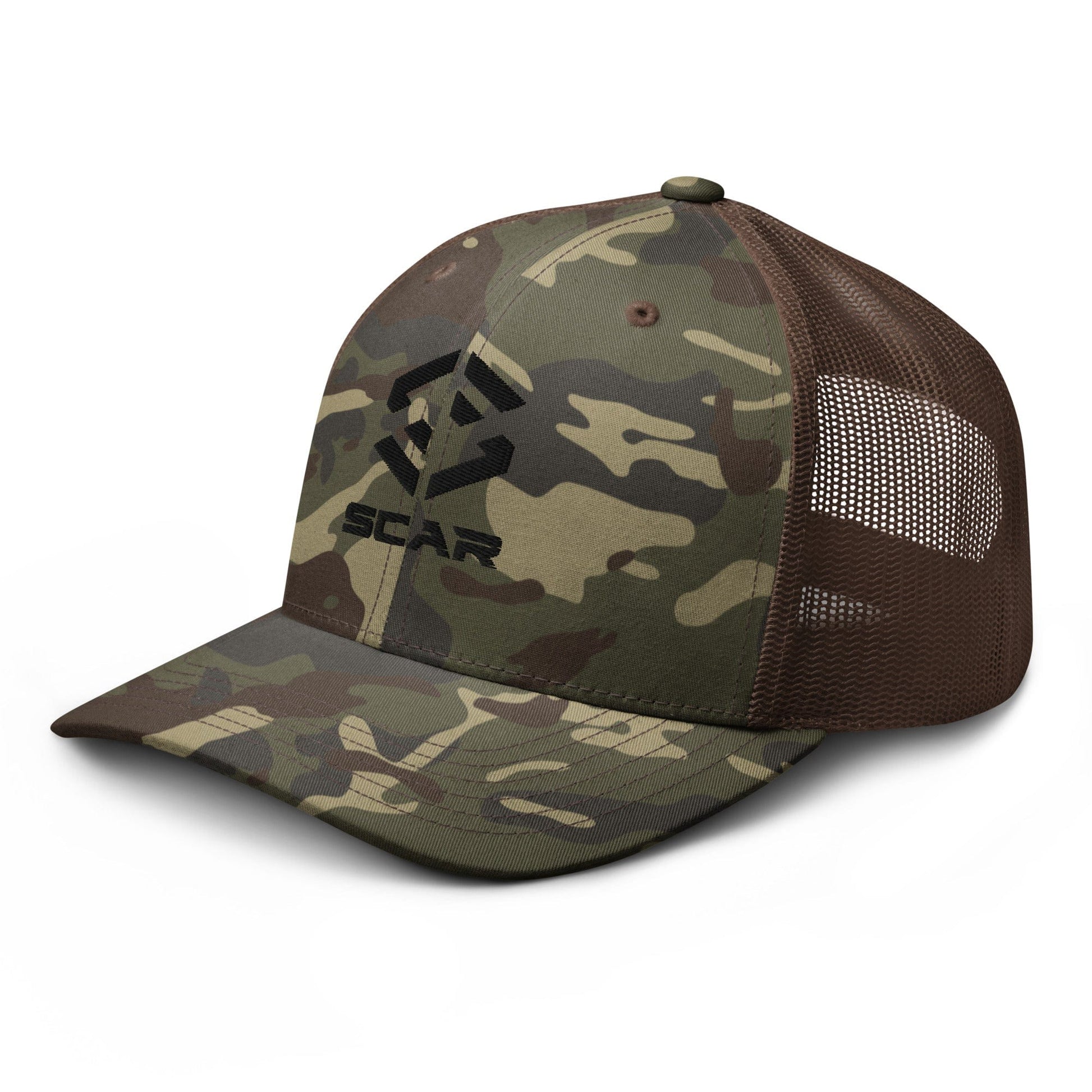 Scar Logo Camouflage Trucker Embroidered Hat