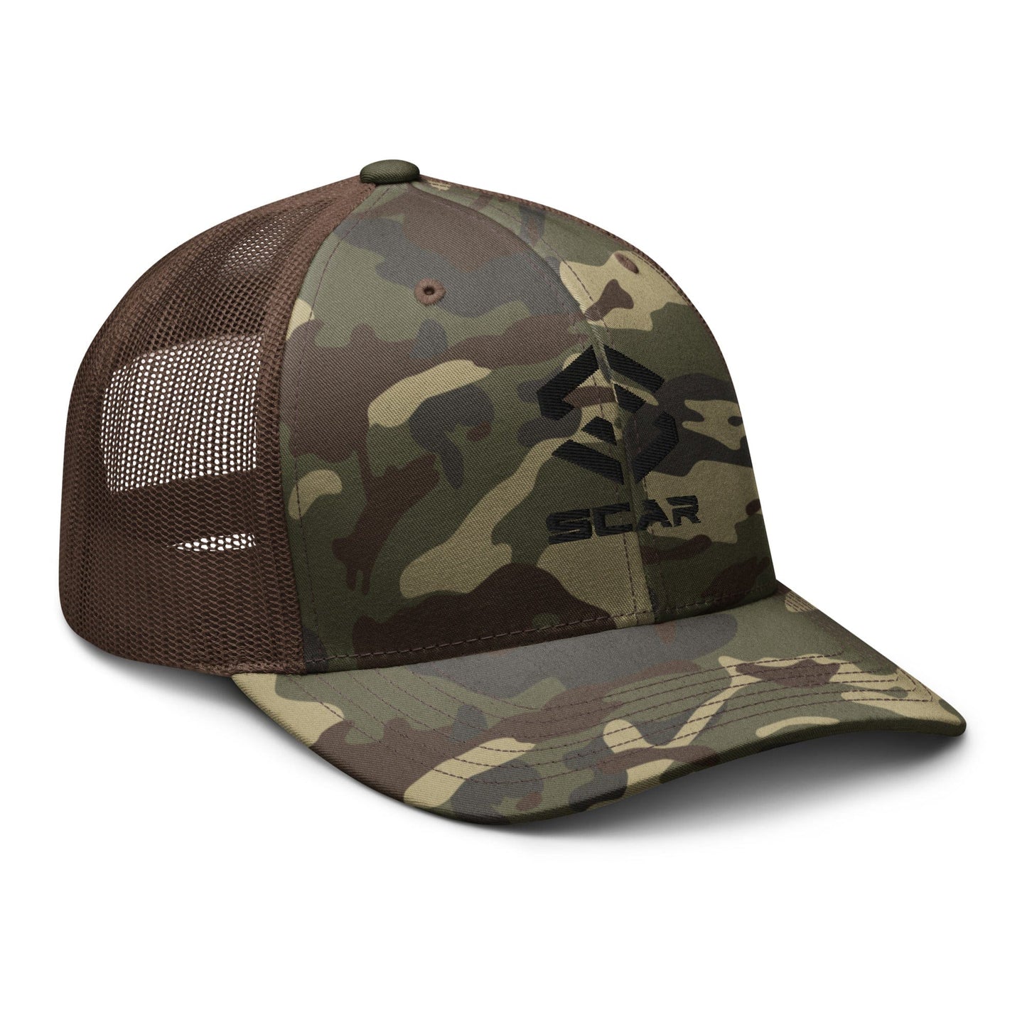 Scar Logo Camouflage Trucker Embroidered Hat