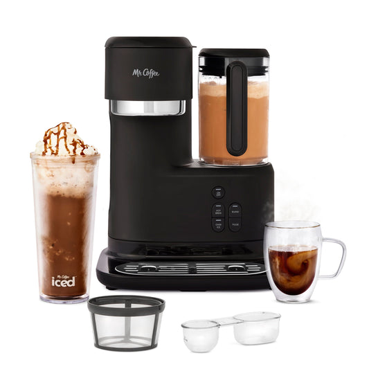 Single Serve Frappe and Iced Coffee Maker with Blender, Black Black