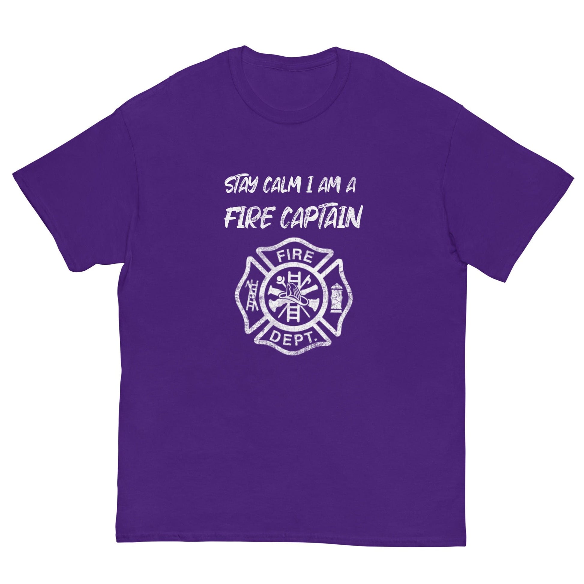 Stay Calm Fire Captain T-shirt Purple / S