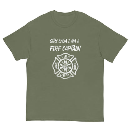 Stay Calm Fire Captain T-shirt Military Green / S