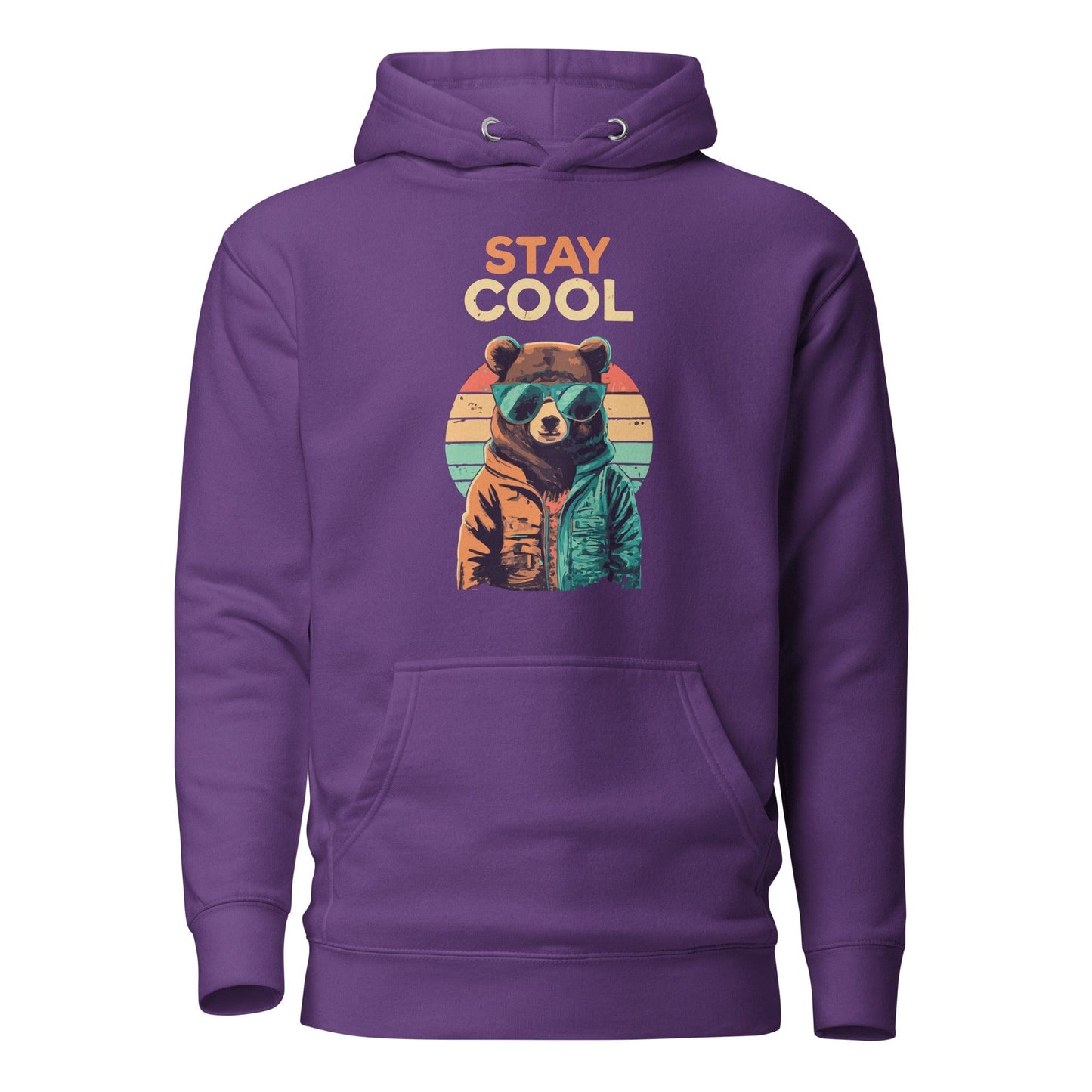 Stay Cool Teddy Bear Hoodie Purple / S