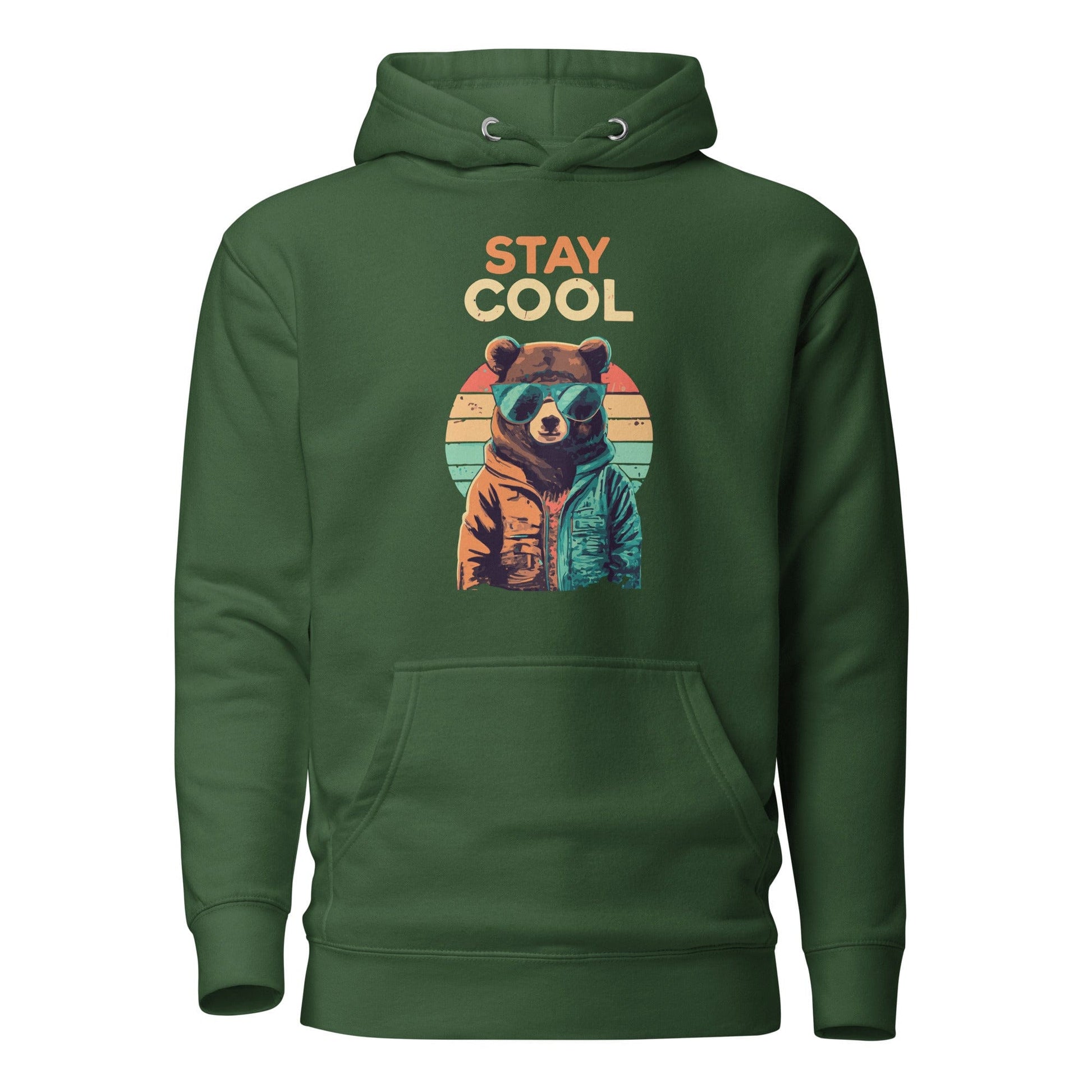 Stay Cool Teddy Bear Hoodie Forest Green / S