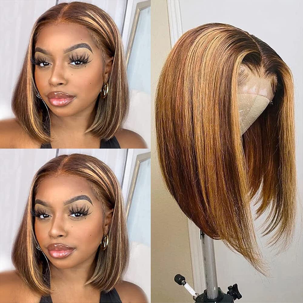 Straight Bob Wig Human Hair Bob Wig 14" / P4/27