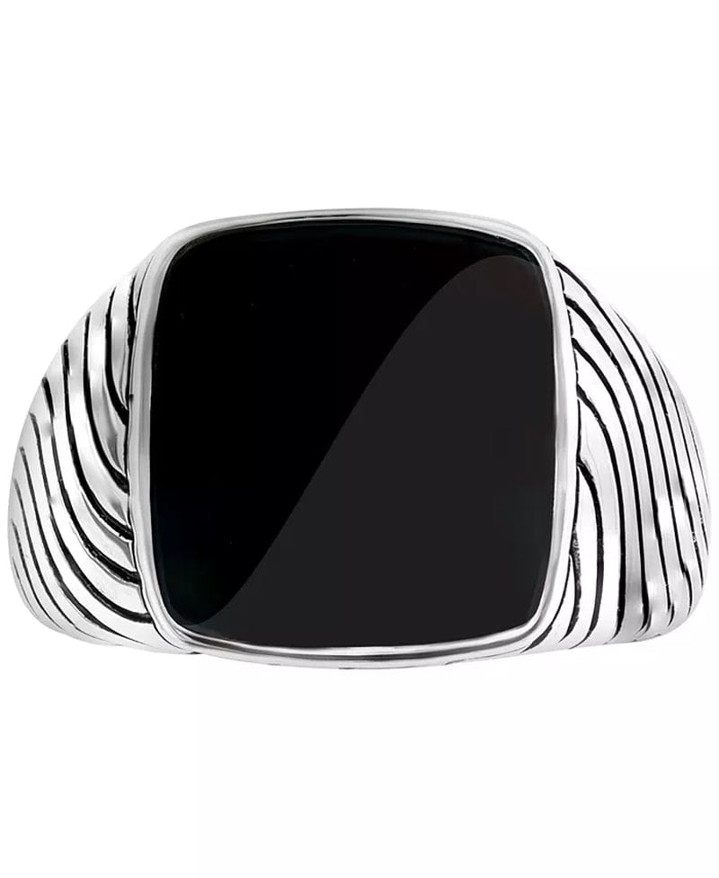 Stunning EFFY® Men's Sterling Silver Onyx Ring - Elevate Your Style!