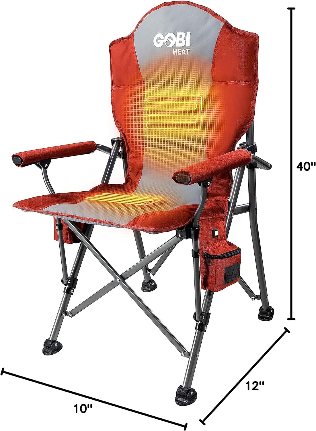 - Terrain Portable Heated Camping Chair - Outdoor Folding Chair with Heated Filling - Winter Camping Essential - 3 Heat Settings (Flare) Flare