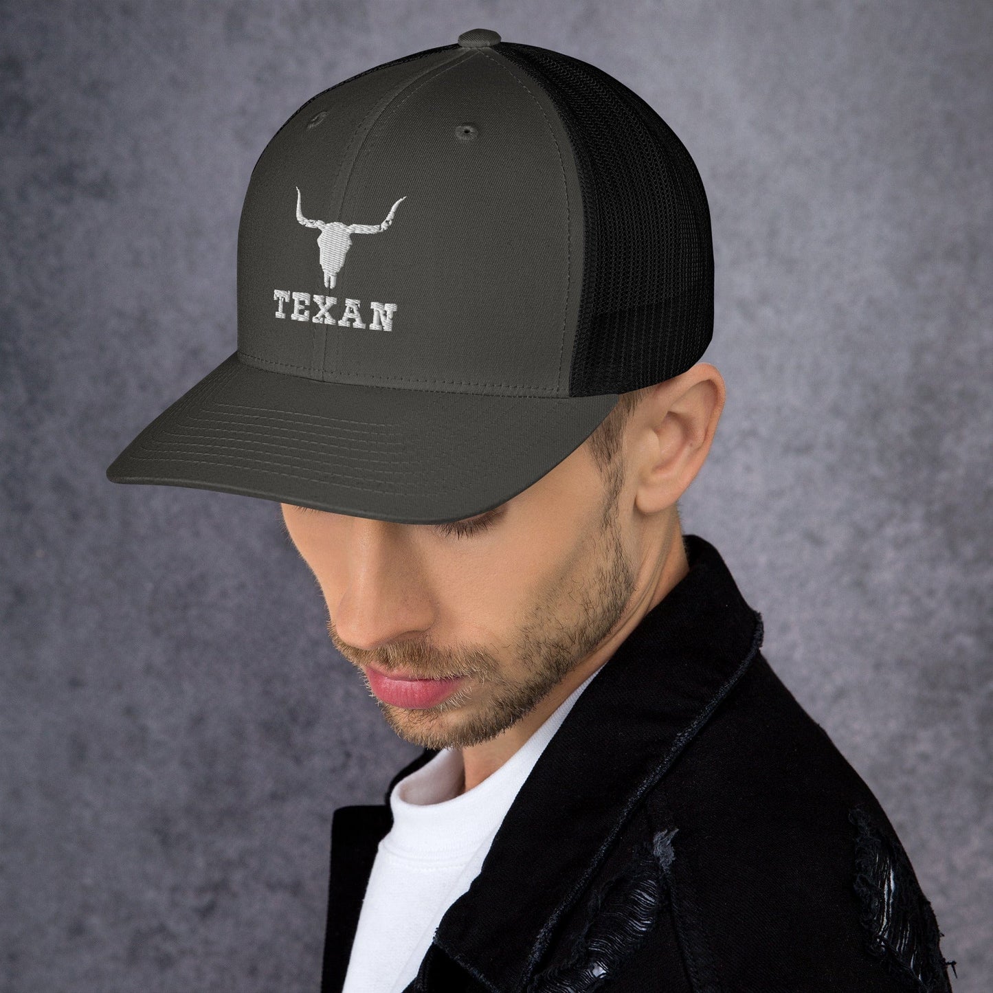 Texan Trucker Hat Texas Longhorn Skull Cap