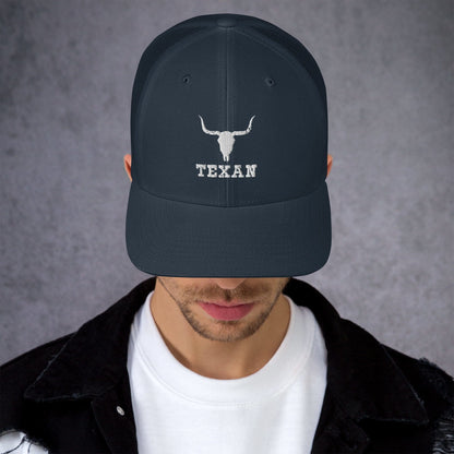 Texan Trucker Hat Texas Longhorn Skull Cap Navy