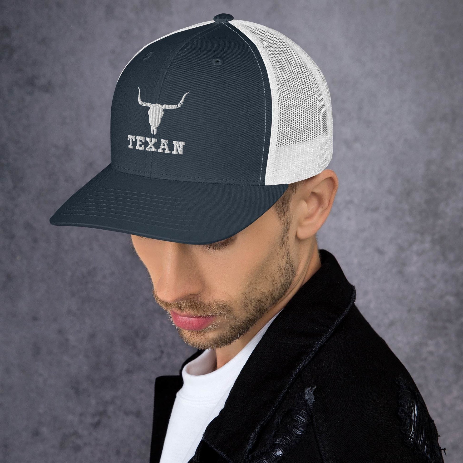 Texan Trucker Hat Texas Longhorn Skull Cap