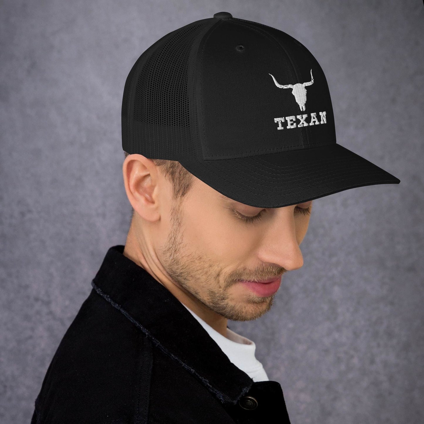 Texan Trucker Hat Texas Longhorn Skull Cap