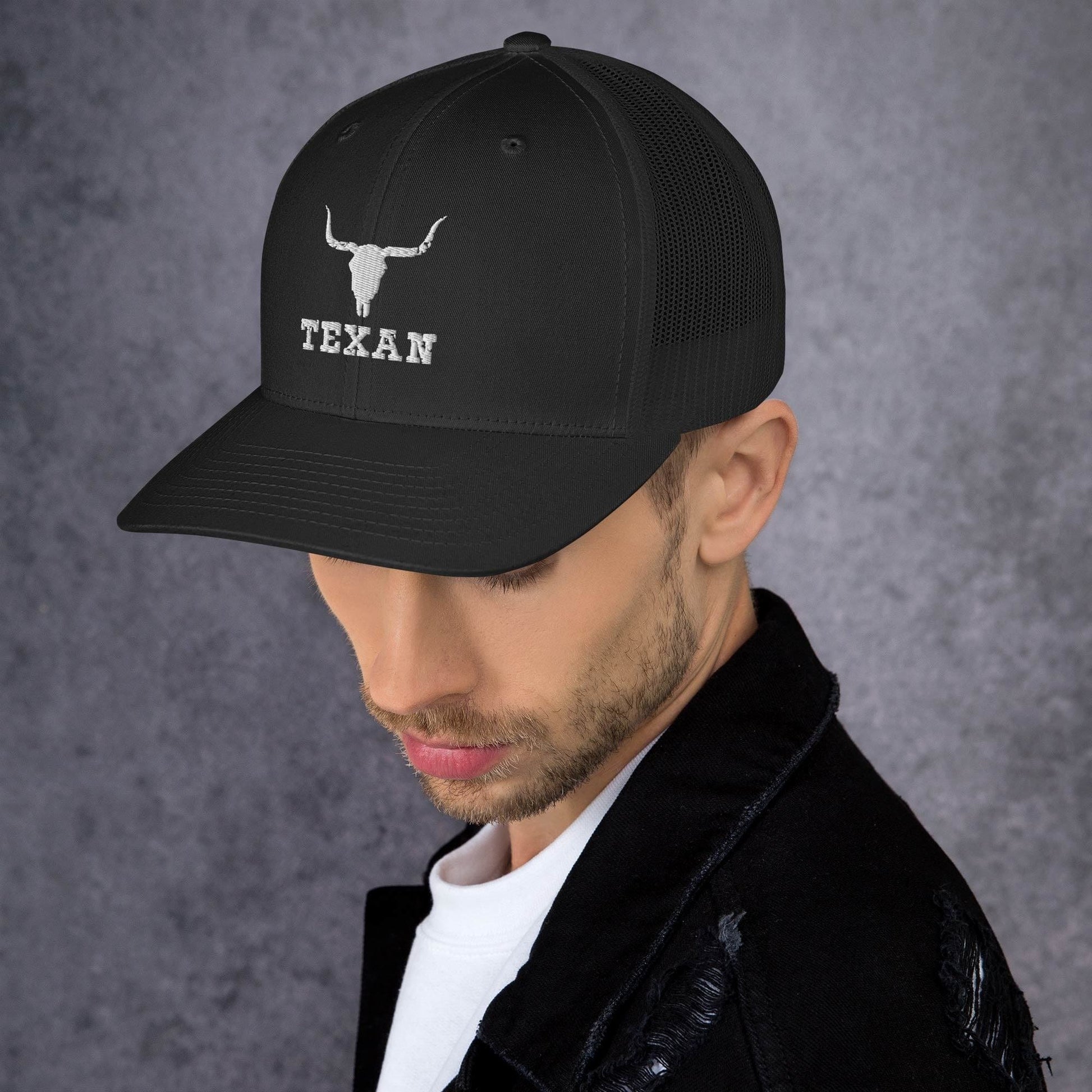 Texan Trucker Hat Texas Longhorn Skull Cap