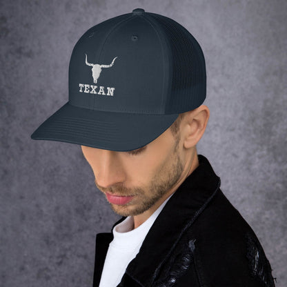 Texan Trucker Hat Texas Longhorn Skull Cap