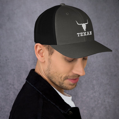 Texan Trucker Hat Texas Longhorn Skull Cap