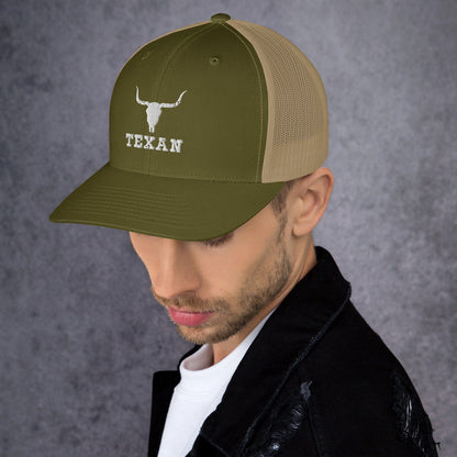 Texan Trucker Hat Texas Longhorn Skull Cap