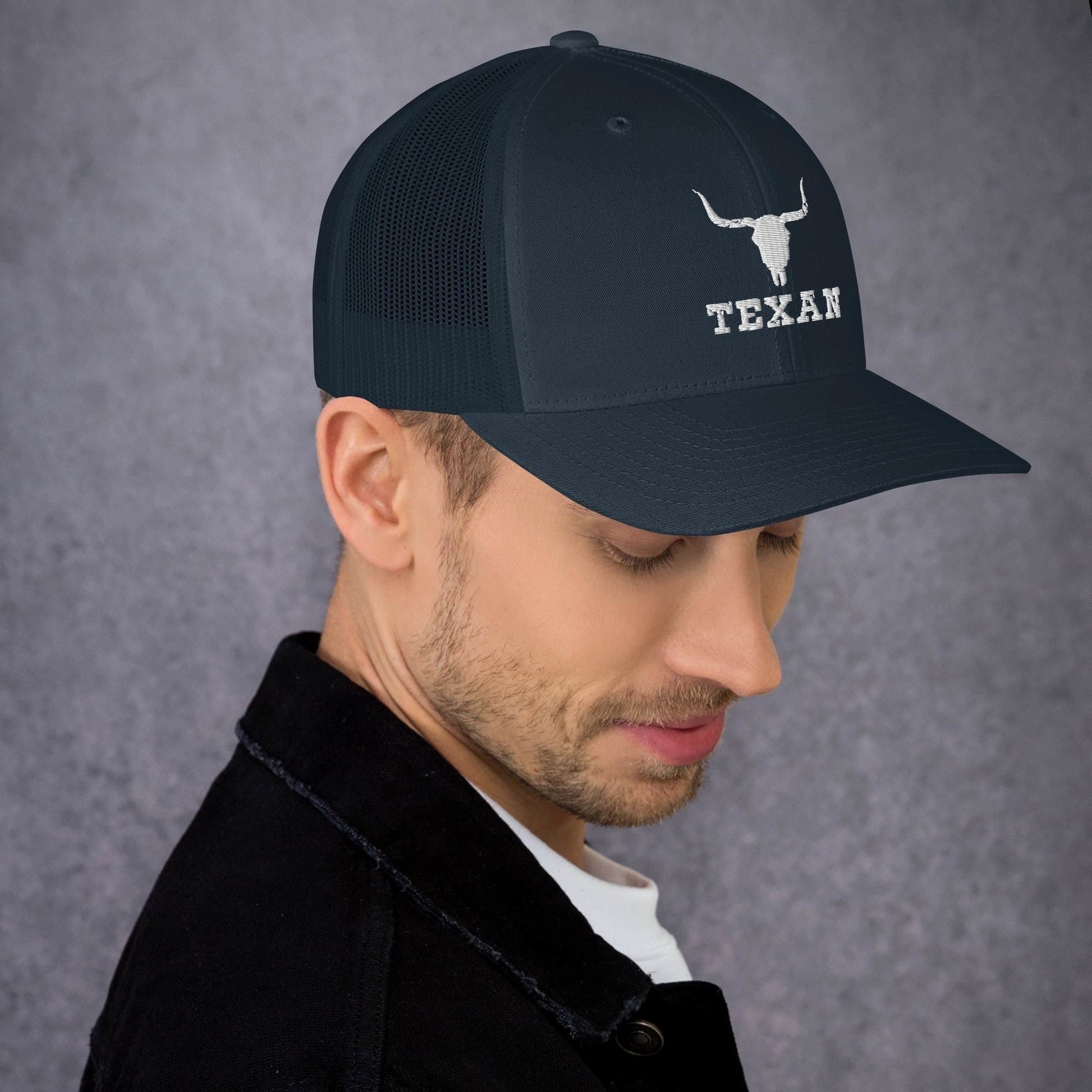 Texan Trucker Hat Texas Longhorn Skull Cap