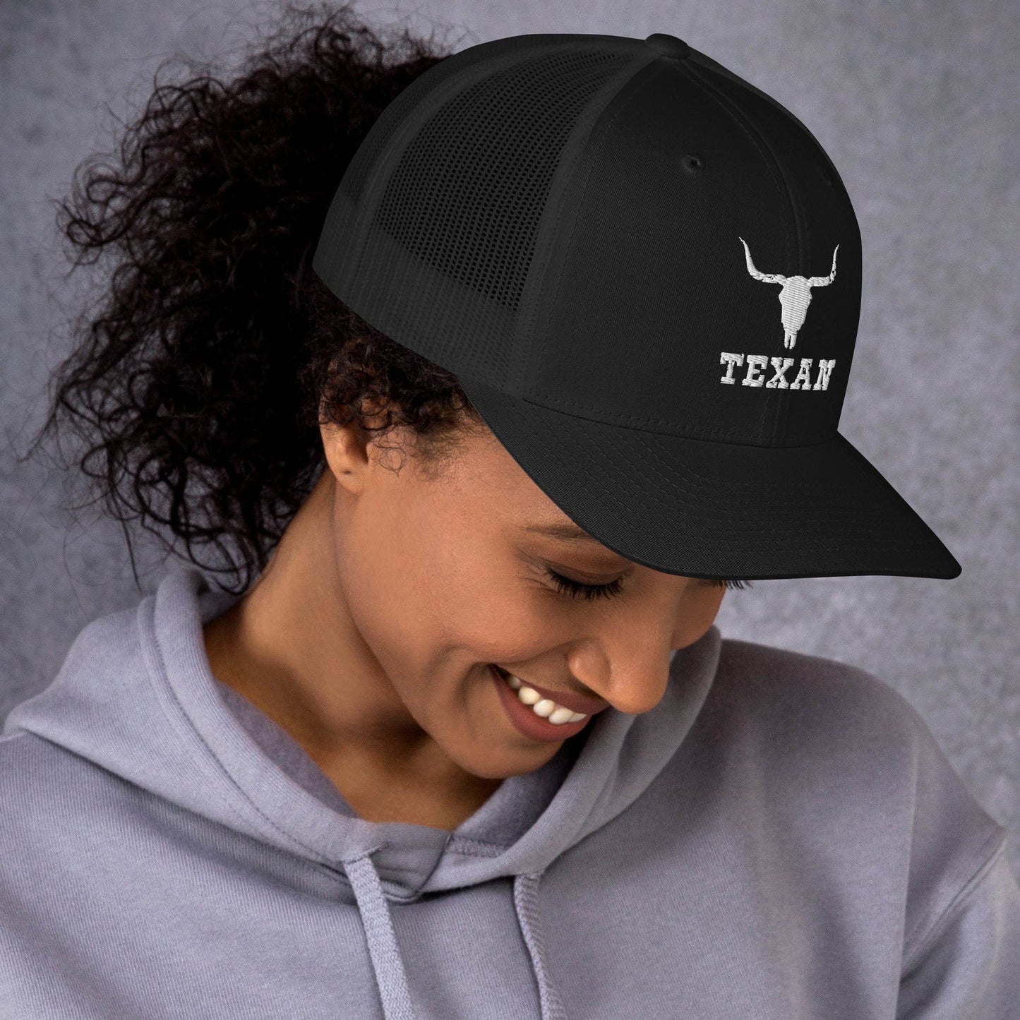 Texan Trucker Hat Texas Longhorn Skull Cap