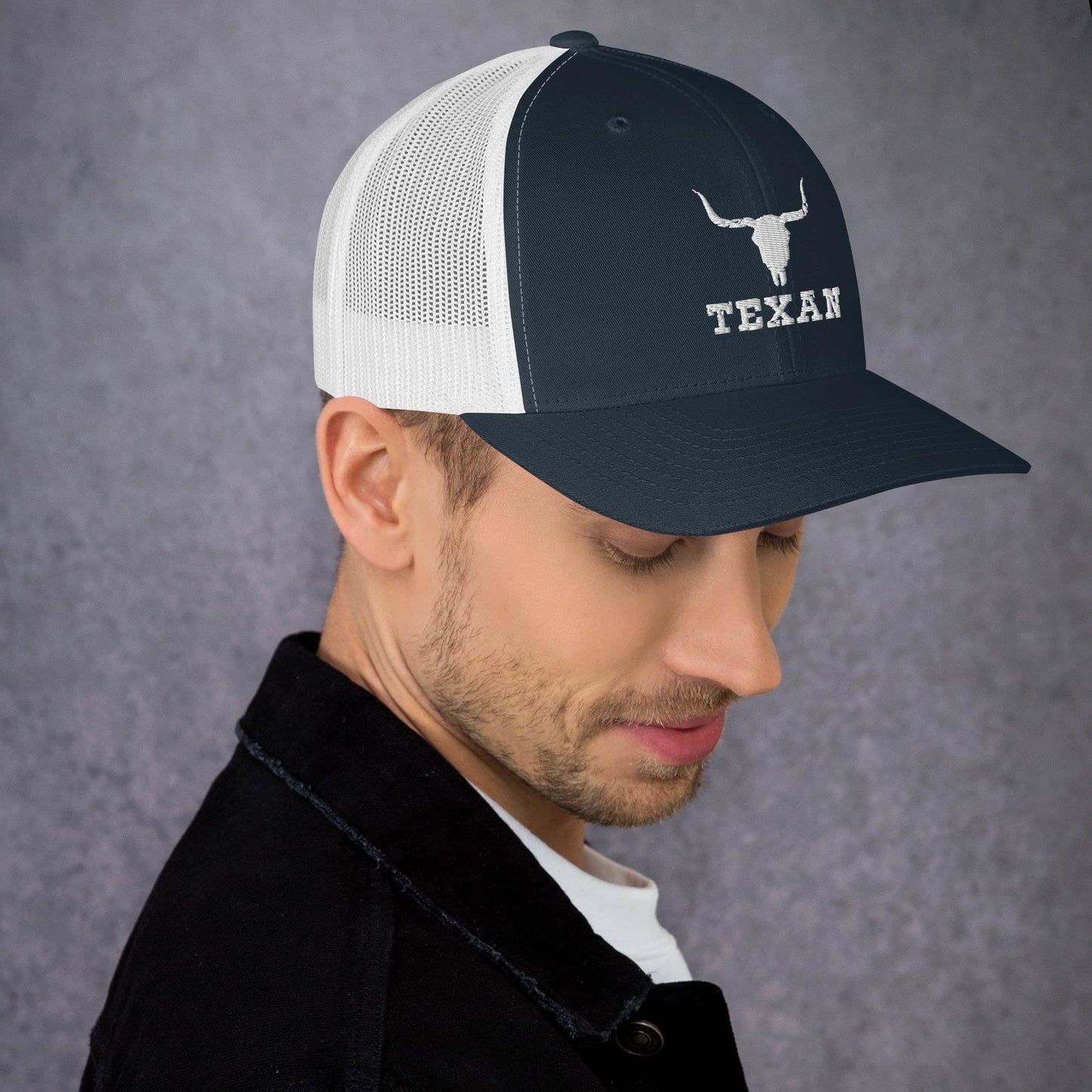 Texan Trucker Hat Texas Longhorn Skull Cap