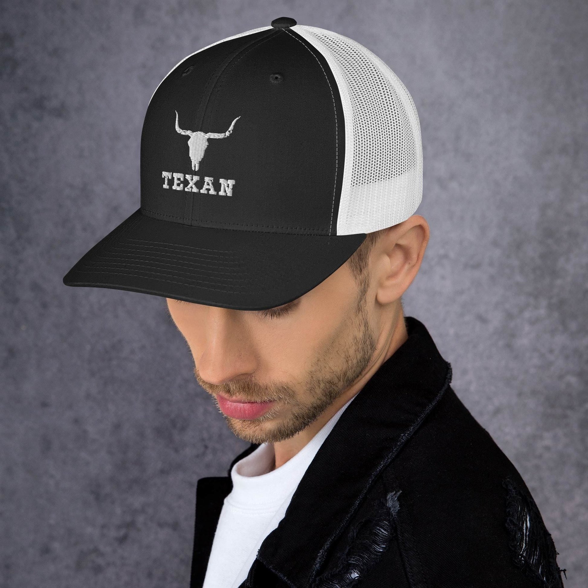 Texan Trucker Hat Texas Longhorn Skull Cap