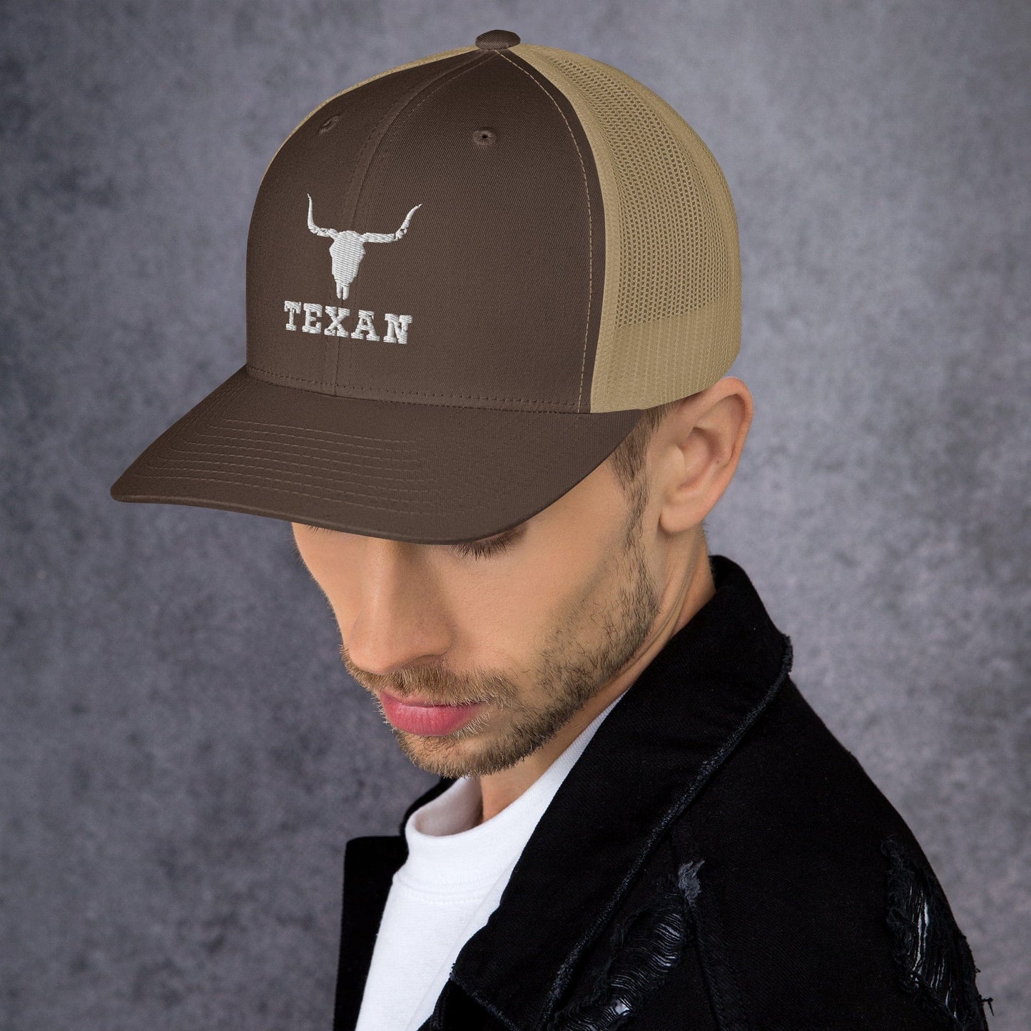 Texan Trucker Hat Texas Longhorn Skull Cap