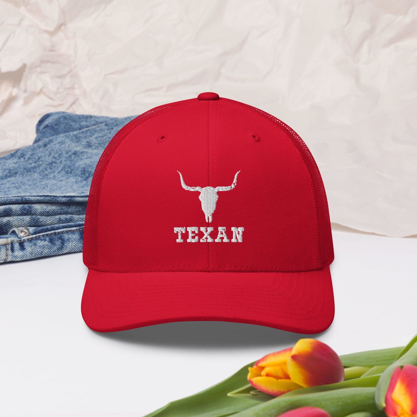 Texan Trucker Hat Texas Longhorn Skull Cap