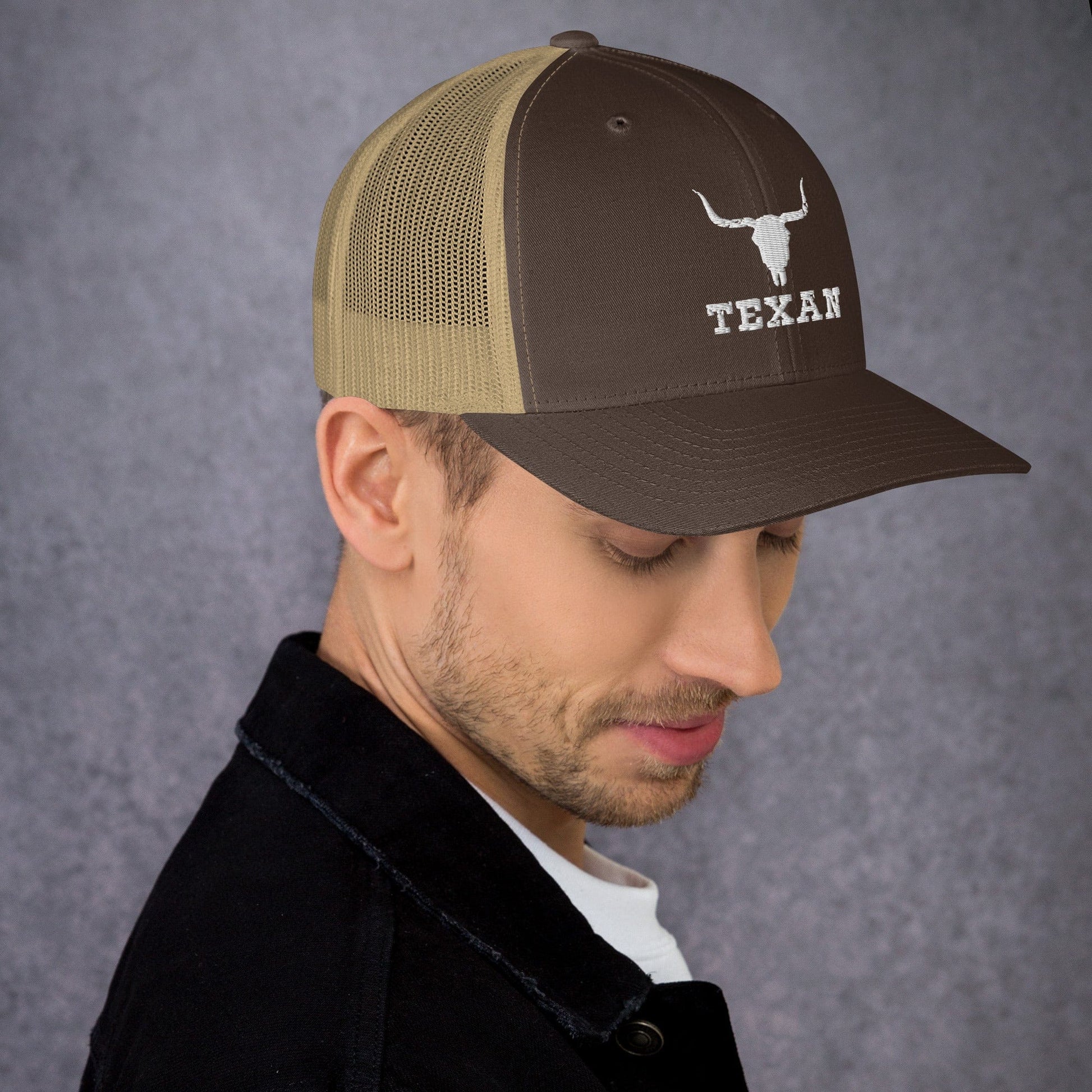 Texan Trucker Hat Texas Longhorn Skull Cap