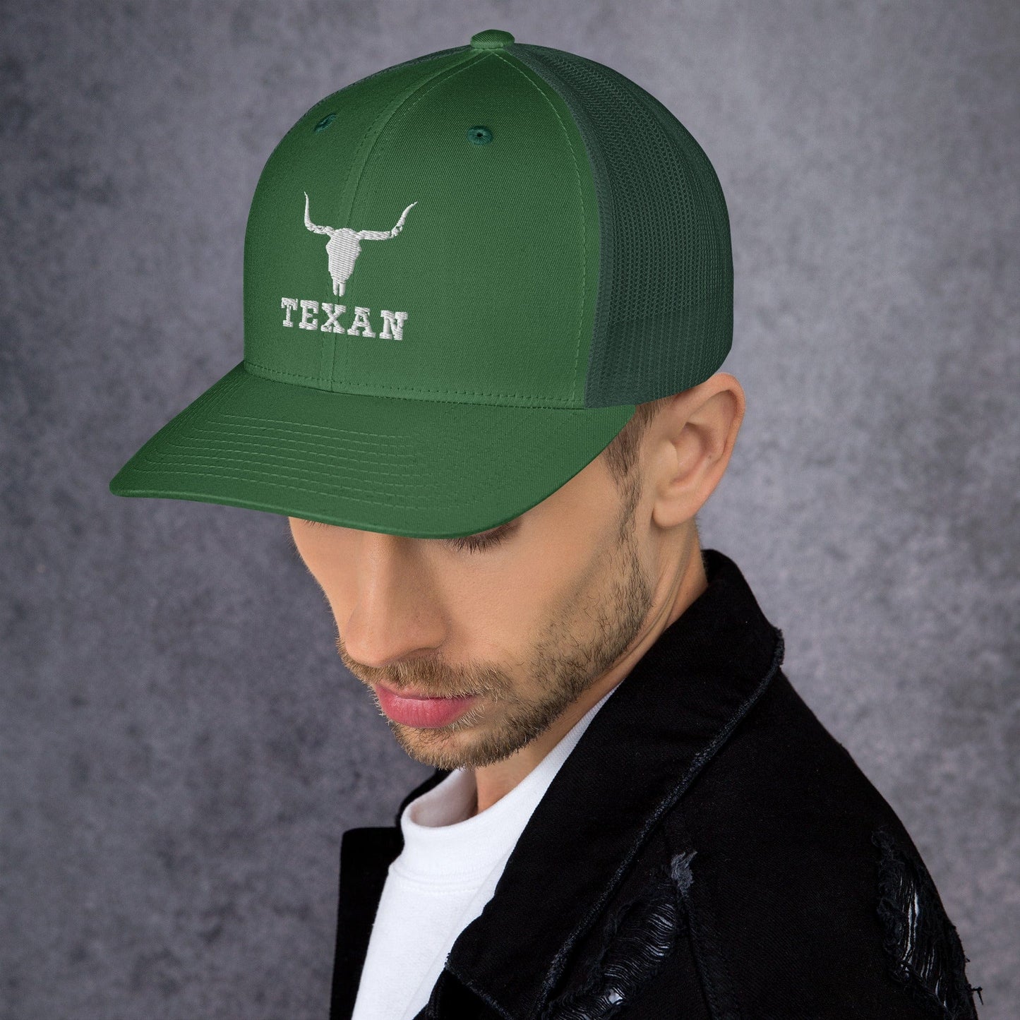 Texan Trucker Hat Texas Longhorn Skull Cap