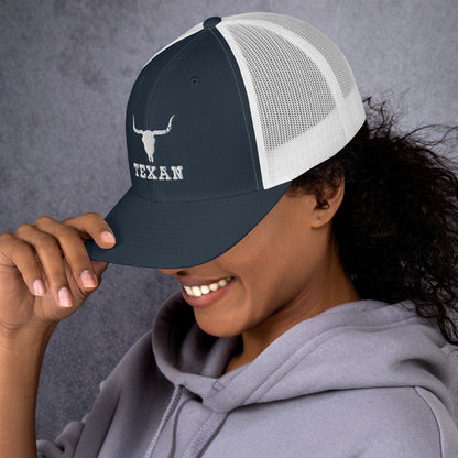 Texan Trucker Hat Texas Longhorn Skull Cap