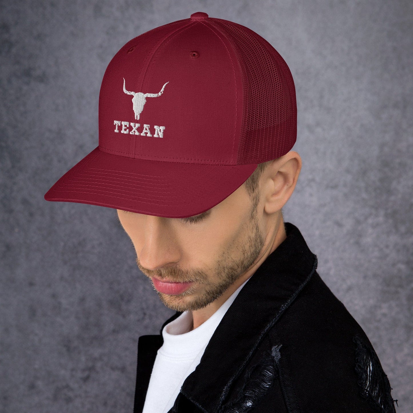 Texan Trucker Hat Texas Longhorn Skull Cap